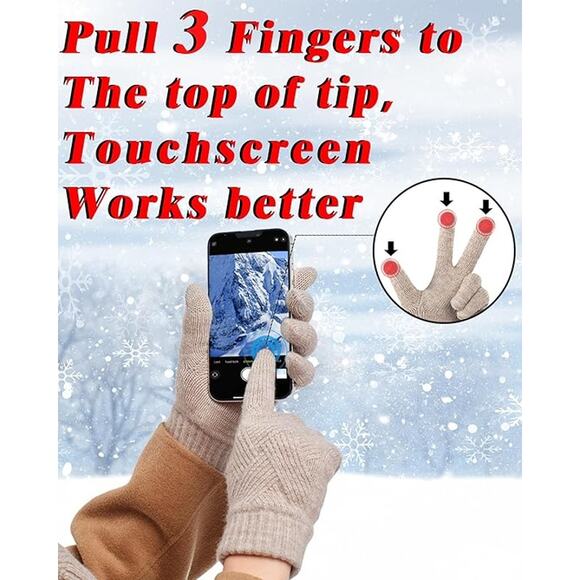 REACH STAR Winter Gloves Women Touchscreen Thermal Knit Warm Cold Weather - Picture 4 of 6